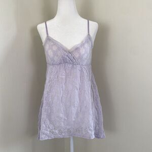 Y2K Only Hearts Babydoll Cami Lace Slip Medium Purple Coquette Nymphet Fairycore